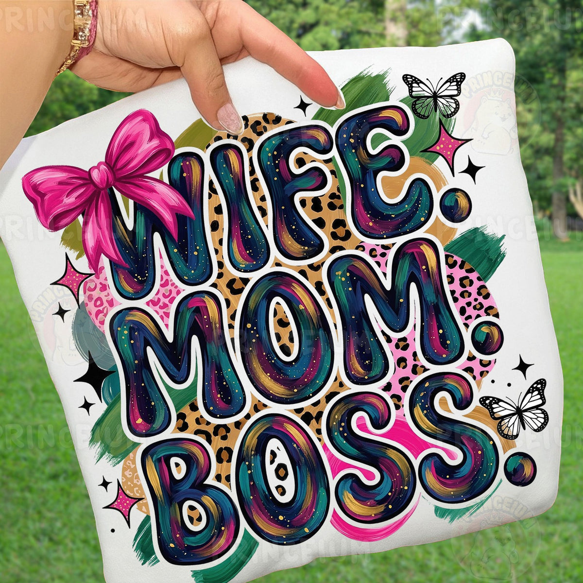 Wife Mom Boss Leopard Bow