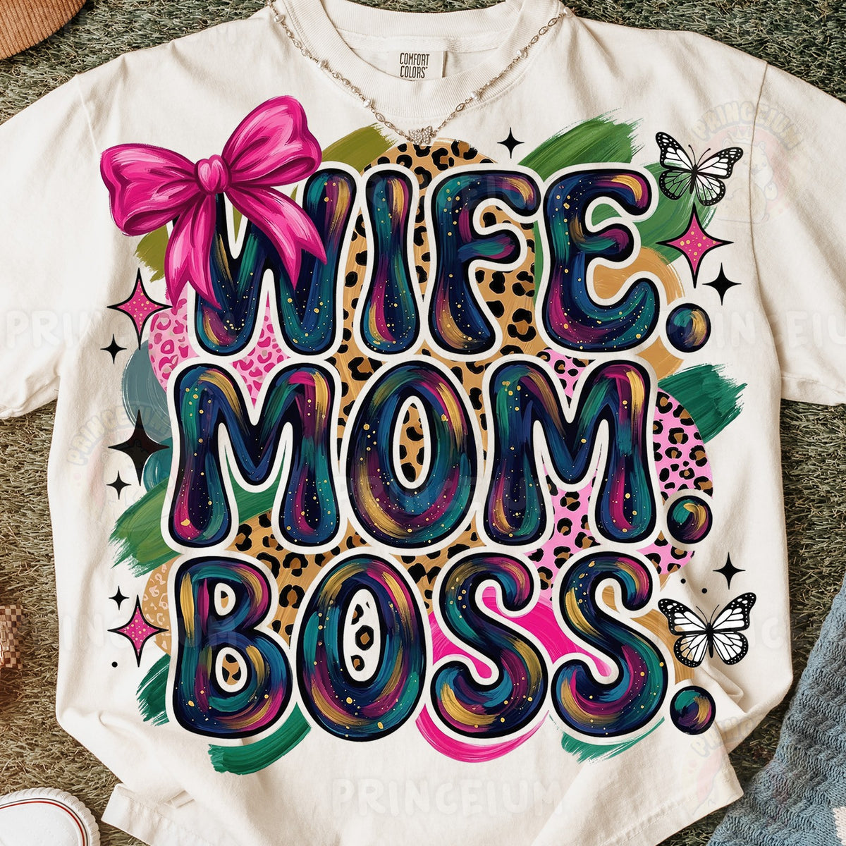 Wife Mom Boss Leopard Bow