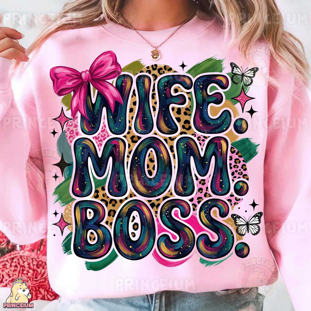 Wife Mom Boss Leopard Bow