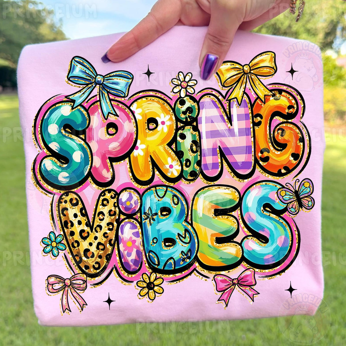 Spring Vibes Bubble Letters