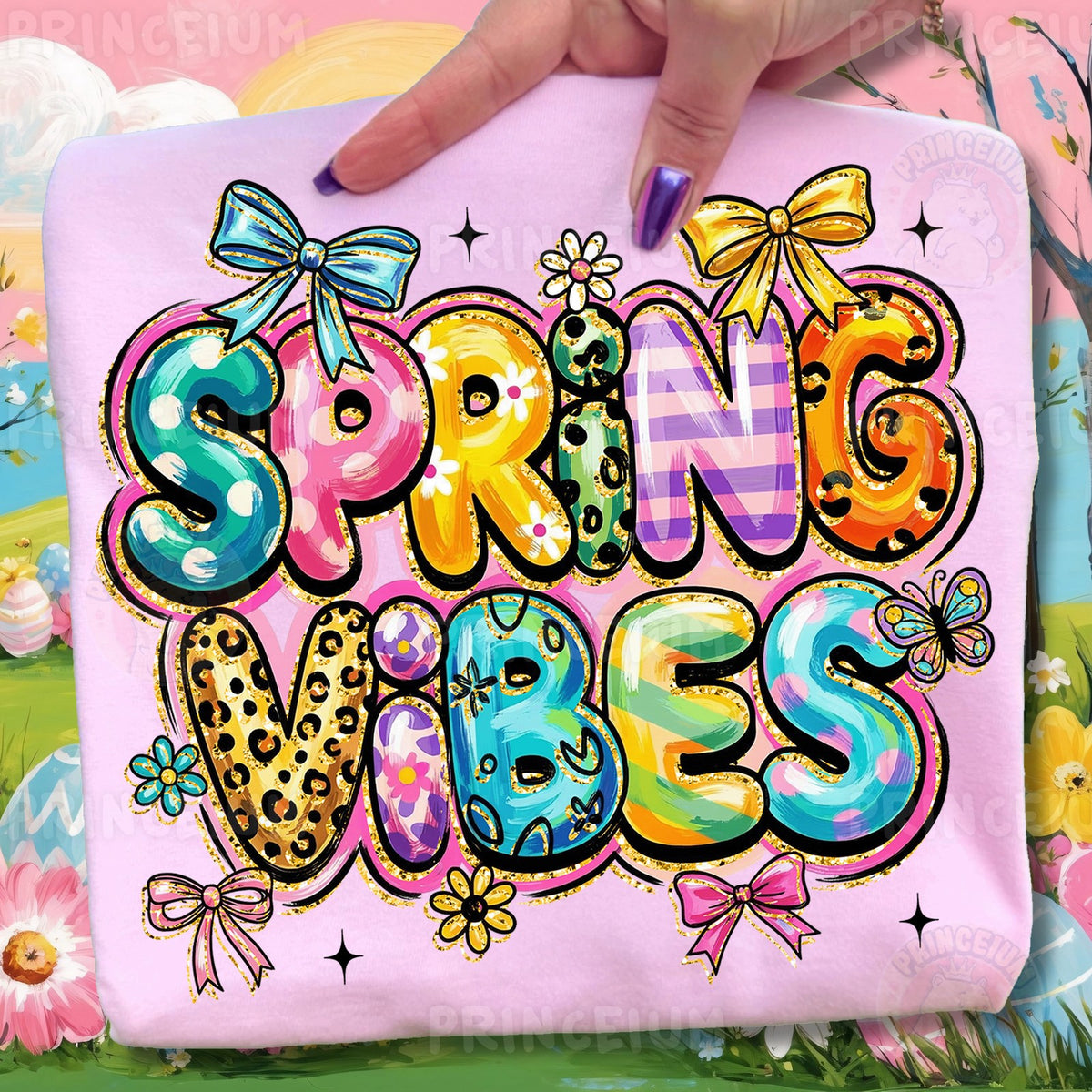 Spring Vibes Bubble Letters