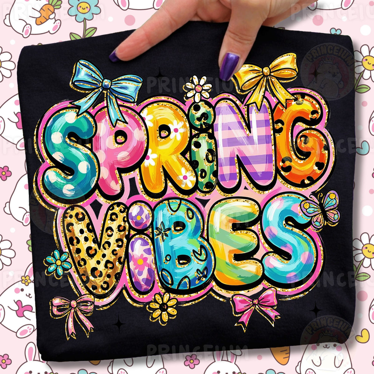 Spring Vibes Bubble Letters