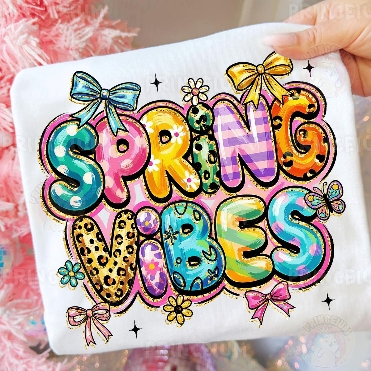 Spring Vibes Bubble Letters