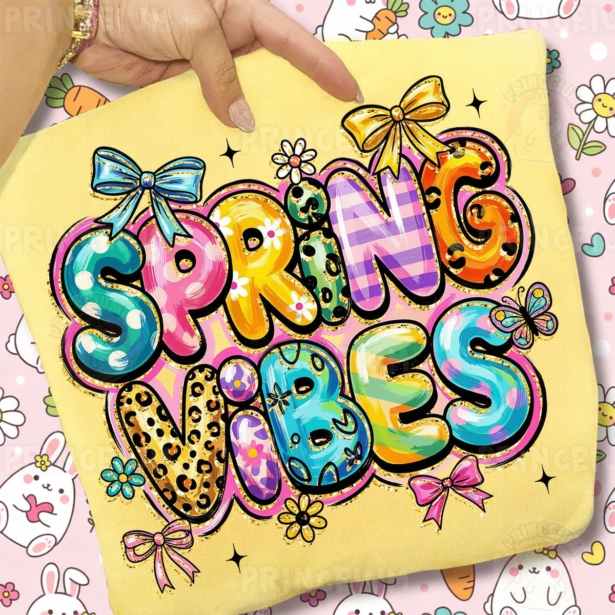 Spring Vibes Bubble Letters