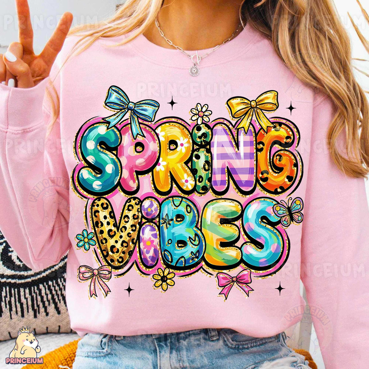 Spring Vibes Bubble Letters