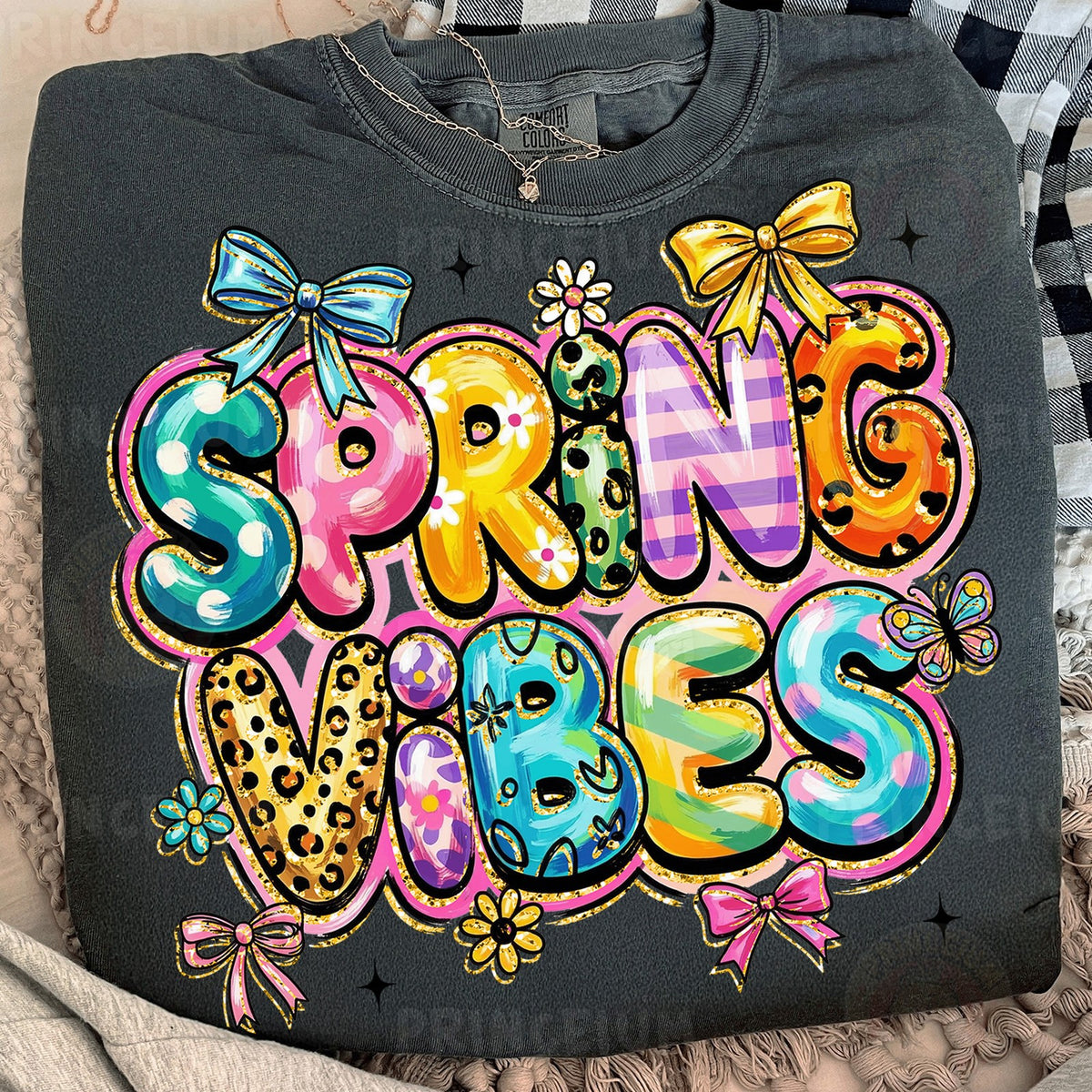 Spring Vibes Bubble Letters