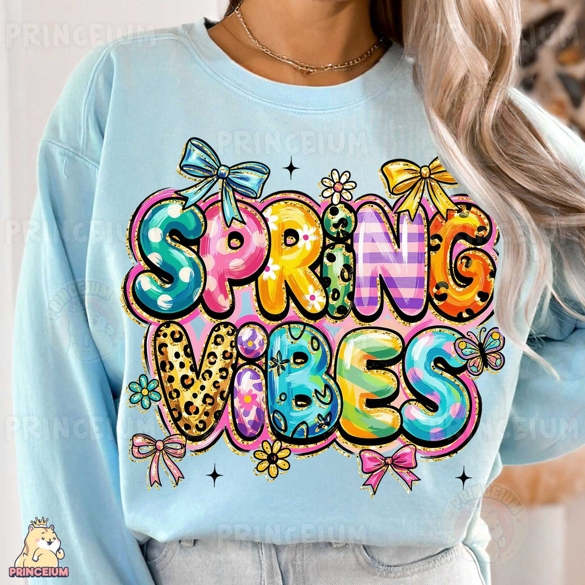 Spring Vibes Bubble Letters