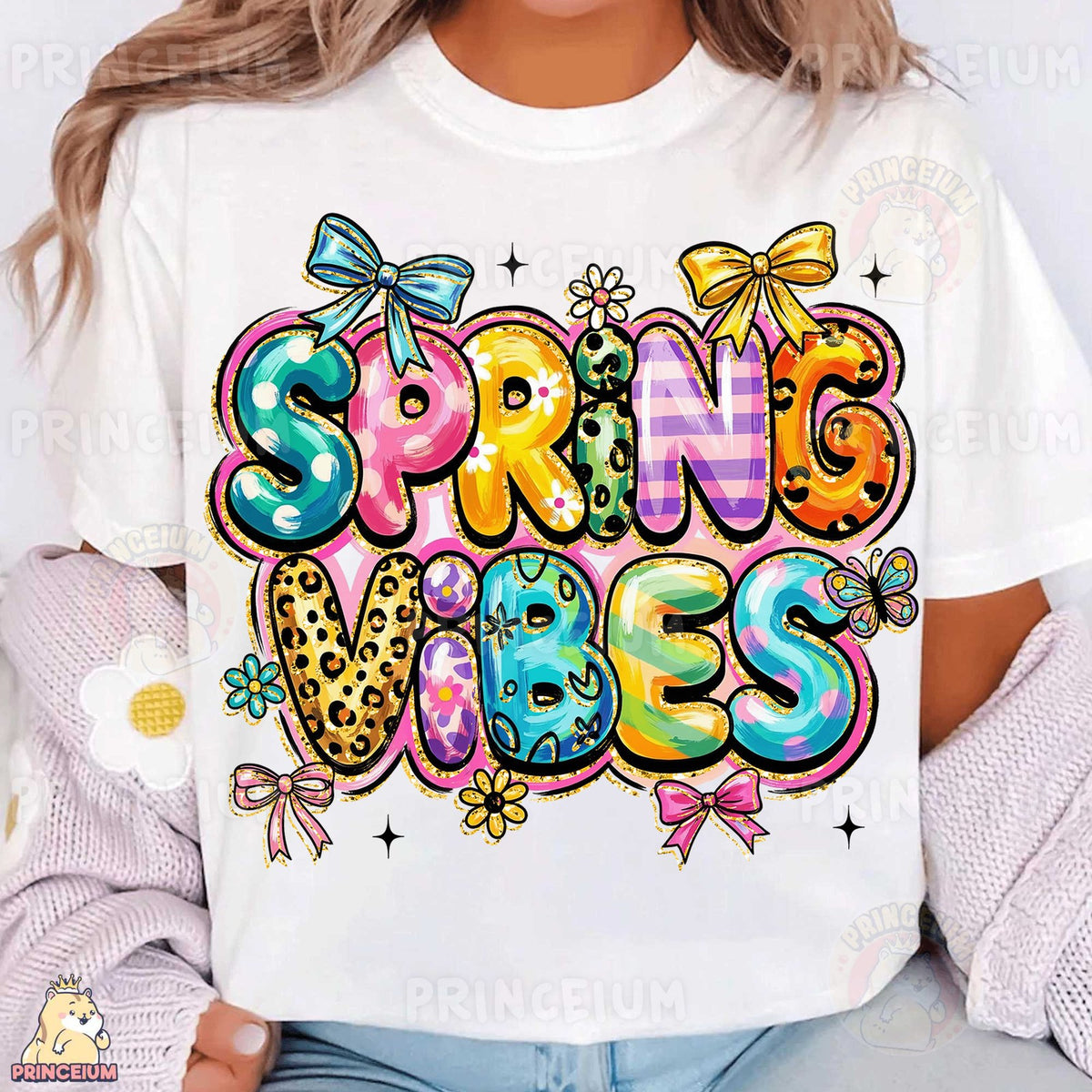 Spring Vibes Bubble Letters