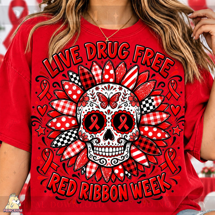 Red Ribbon Week Sugar Skull