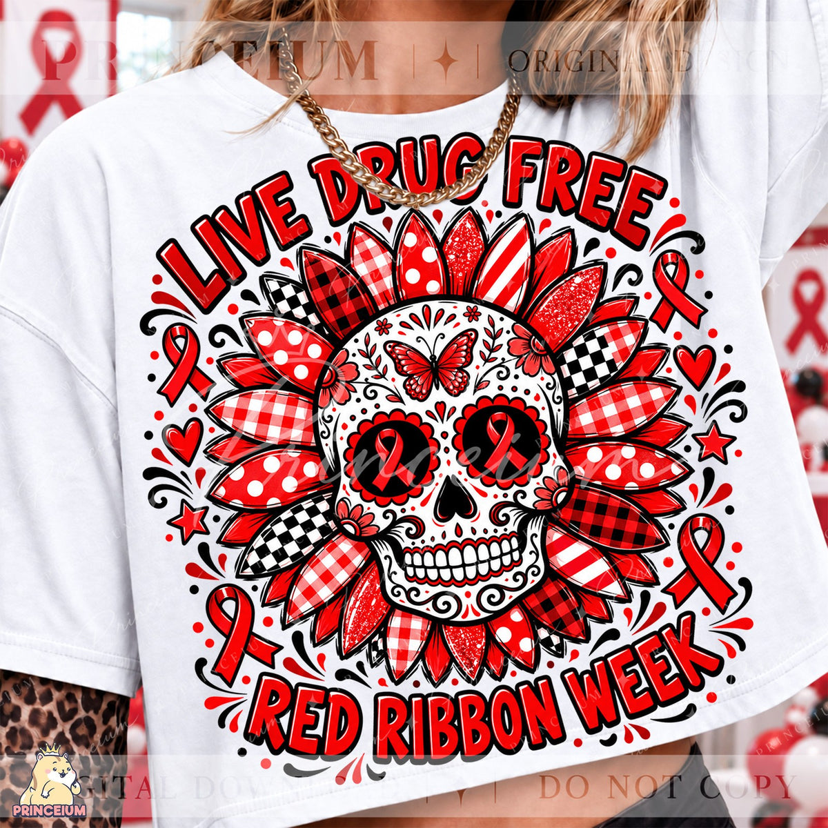 Red Ribbon Week Sugar Skull