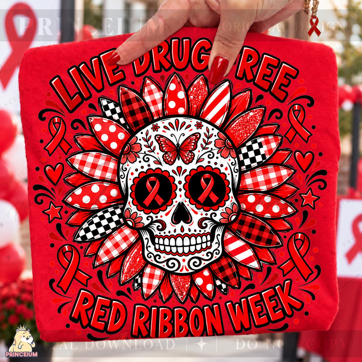 Red Ribbon Week Sugar Skull