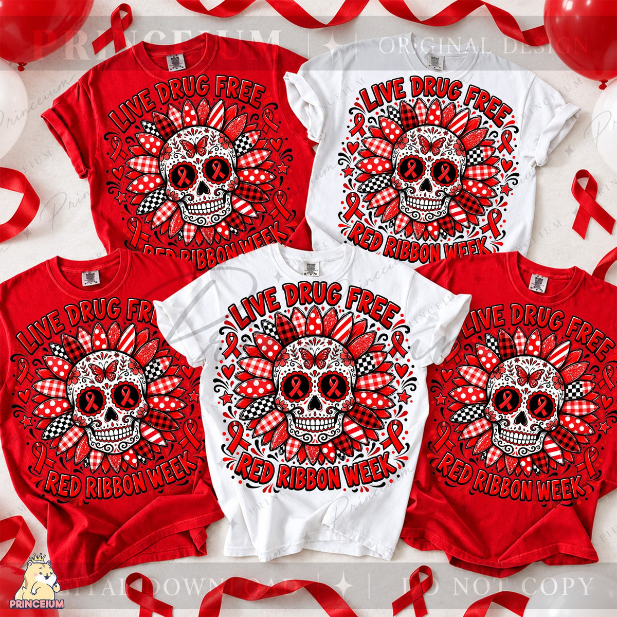 Red Ribbon Week Sugar Skull