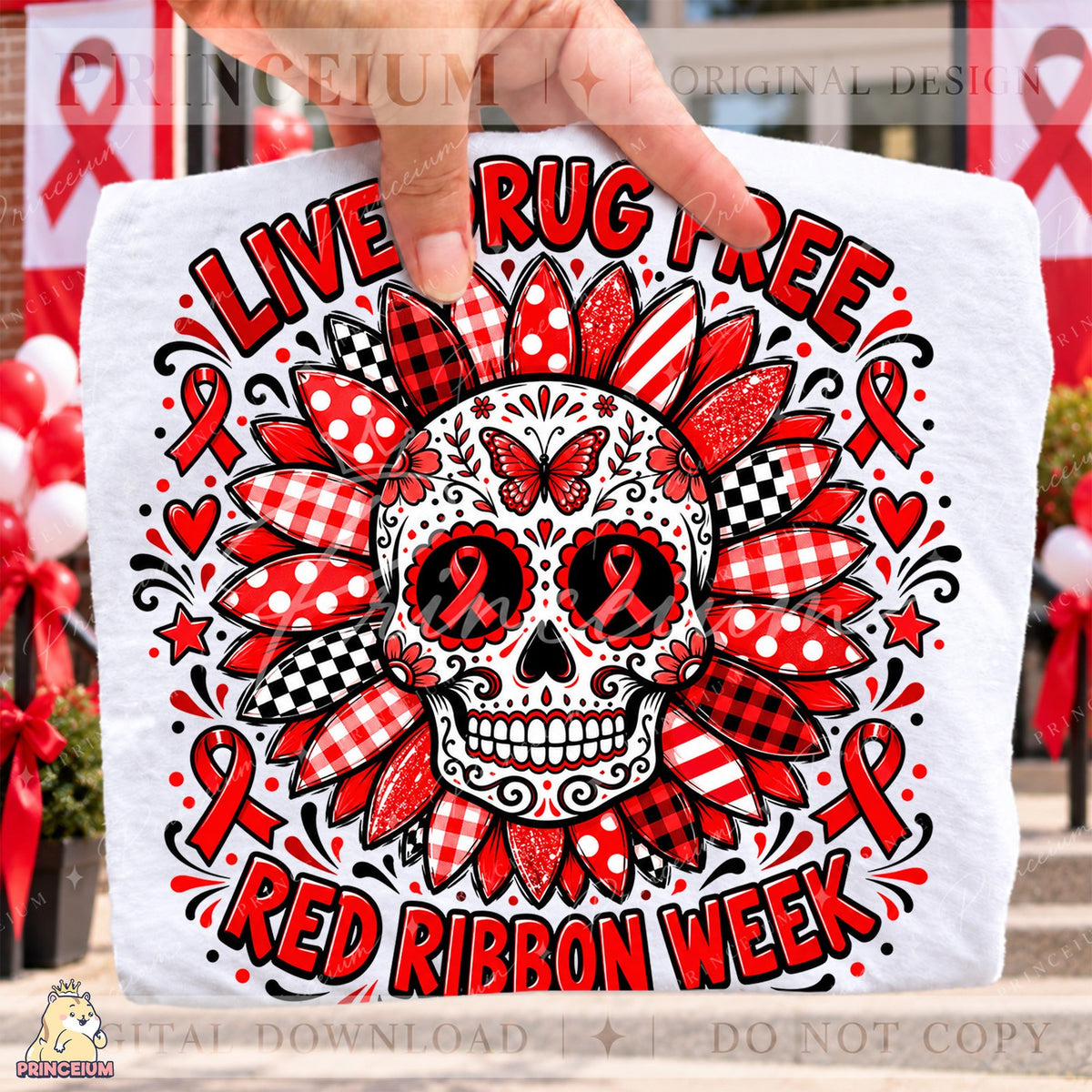 Red Ribbon Week Sugar Skull