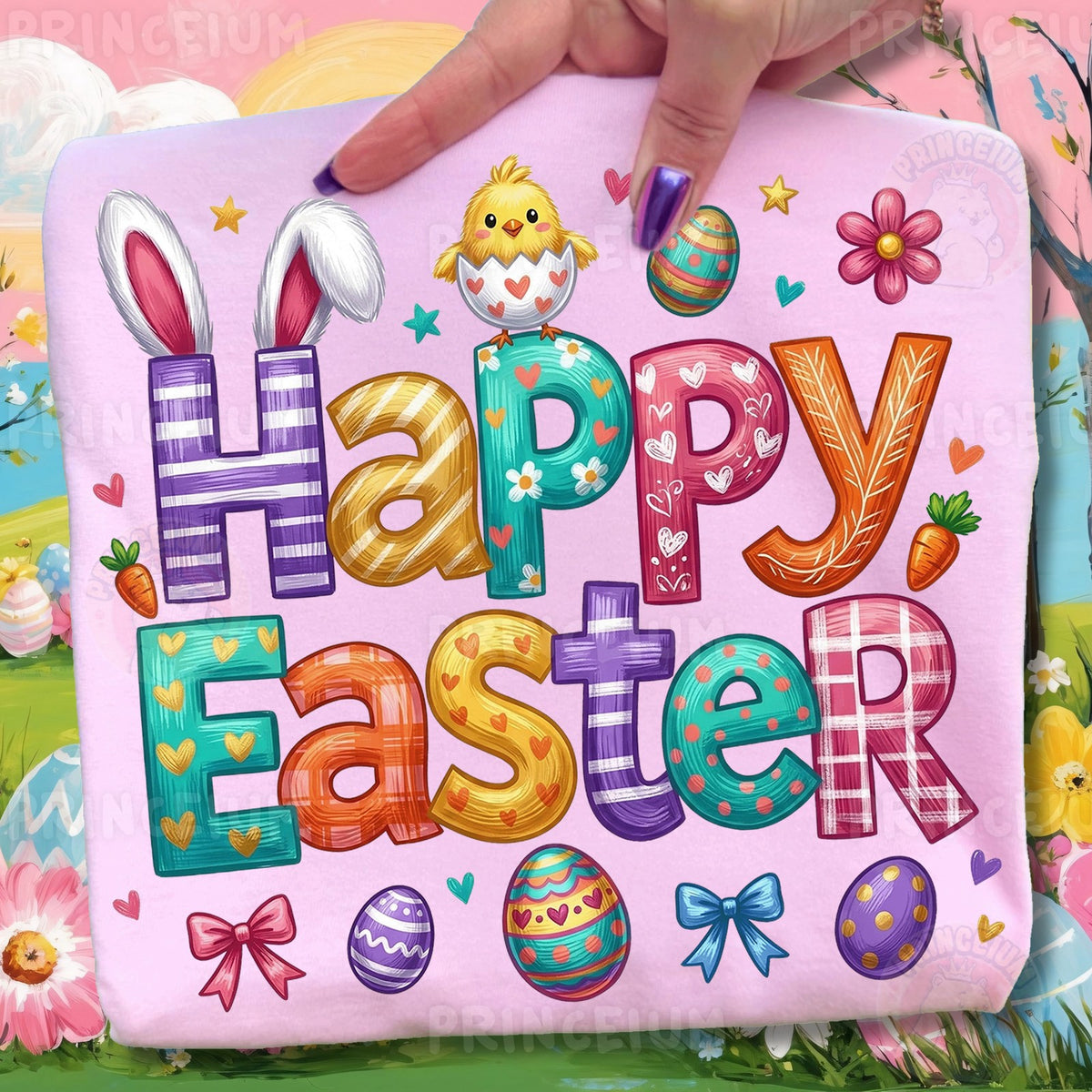 Colorful Happy Easter Bunny