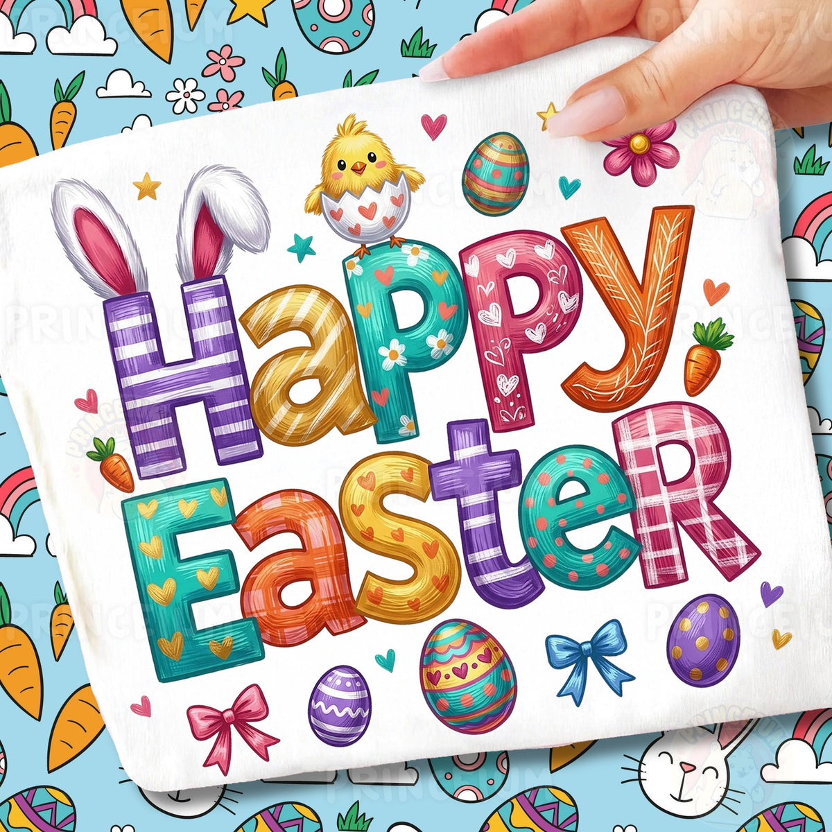 Colorful Happy Easter Bunny