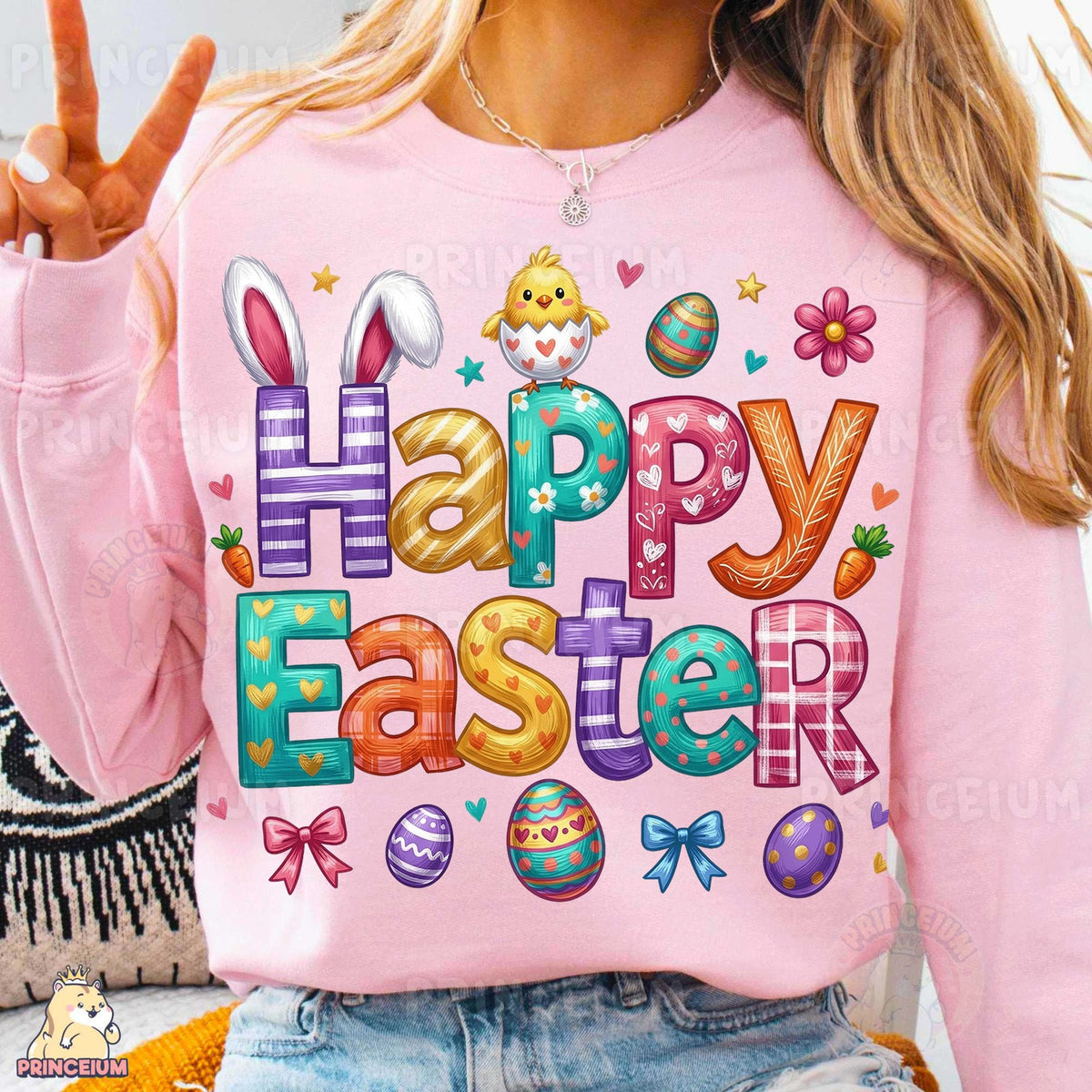Colorful Happy Easter Bunny