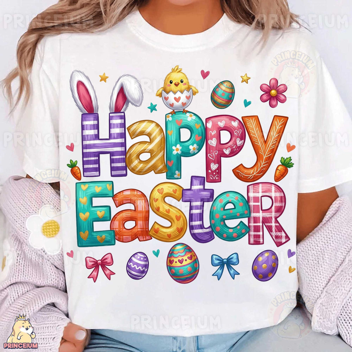 Colorful Happy Easter Bunny