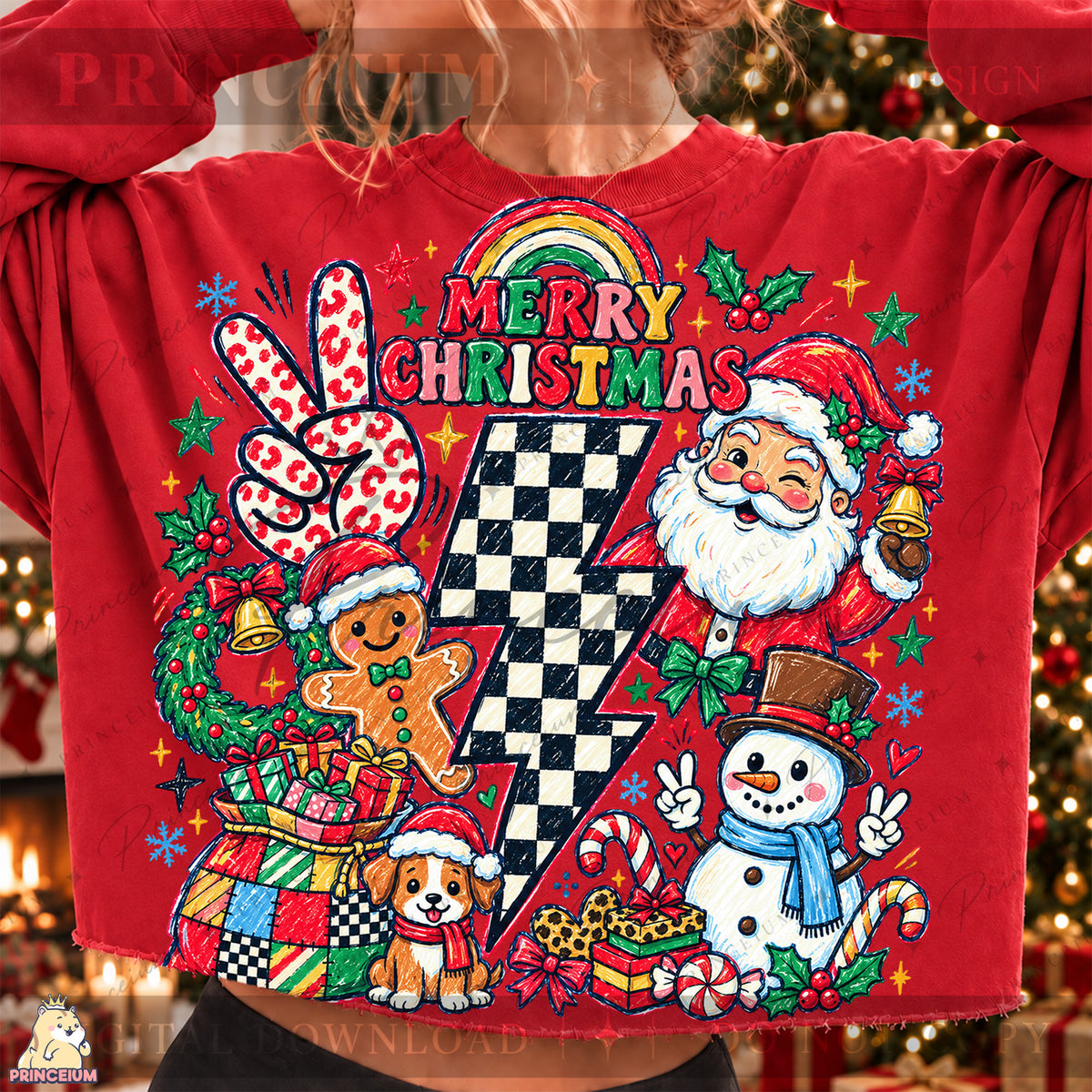 15+ Christmas PNG Bundle Colorful Hand Drawn Holiday Designs
