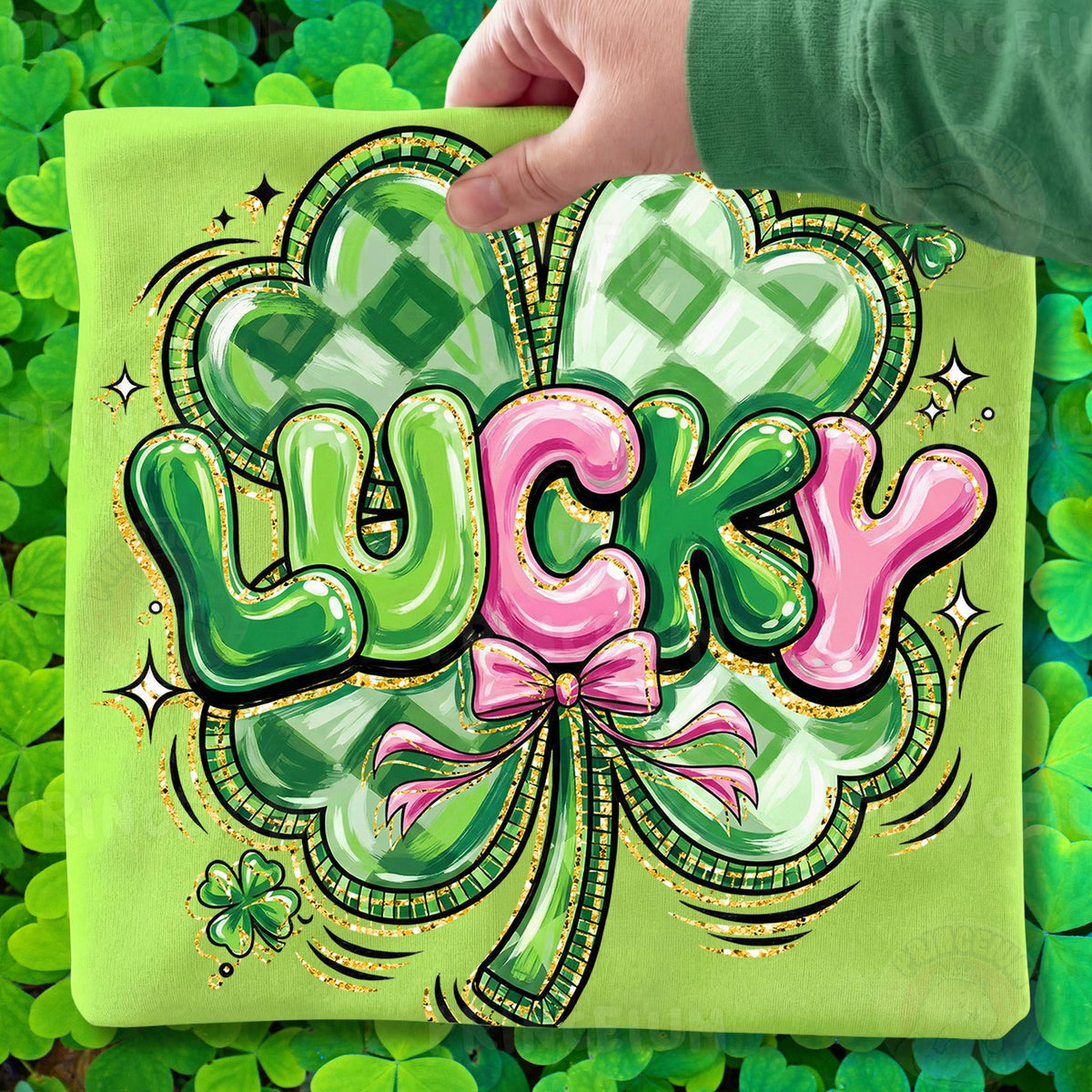 Lucky Shamrock with Pink Bow