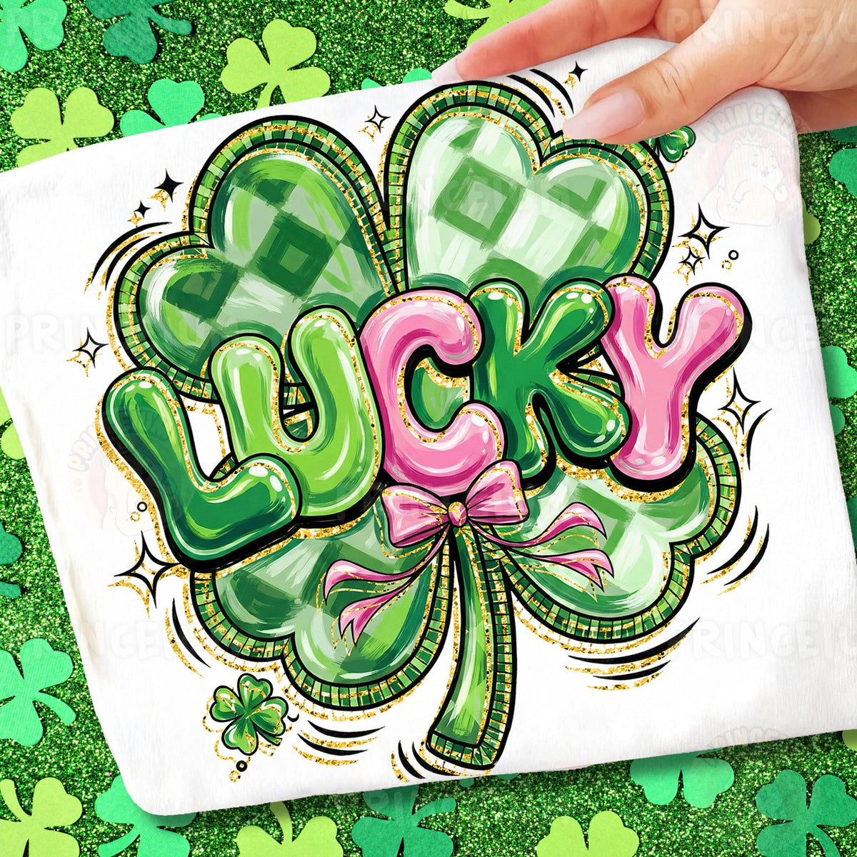 Lucky Shamrock with Pink Bow