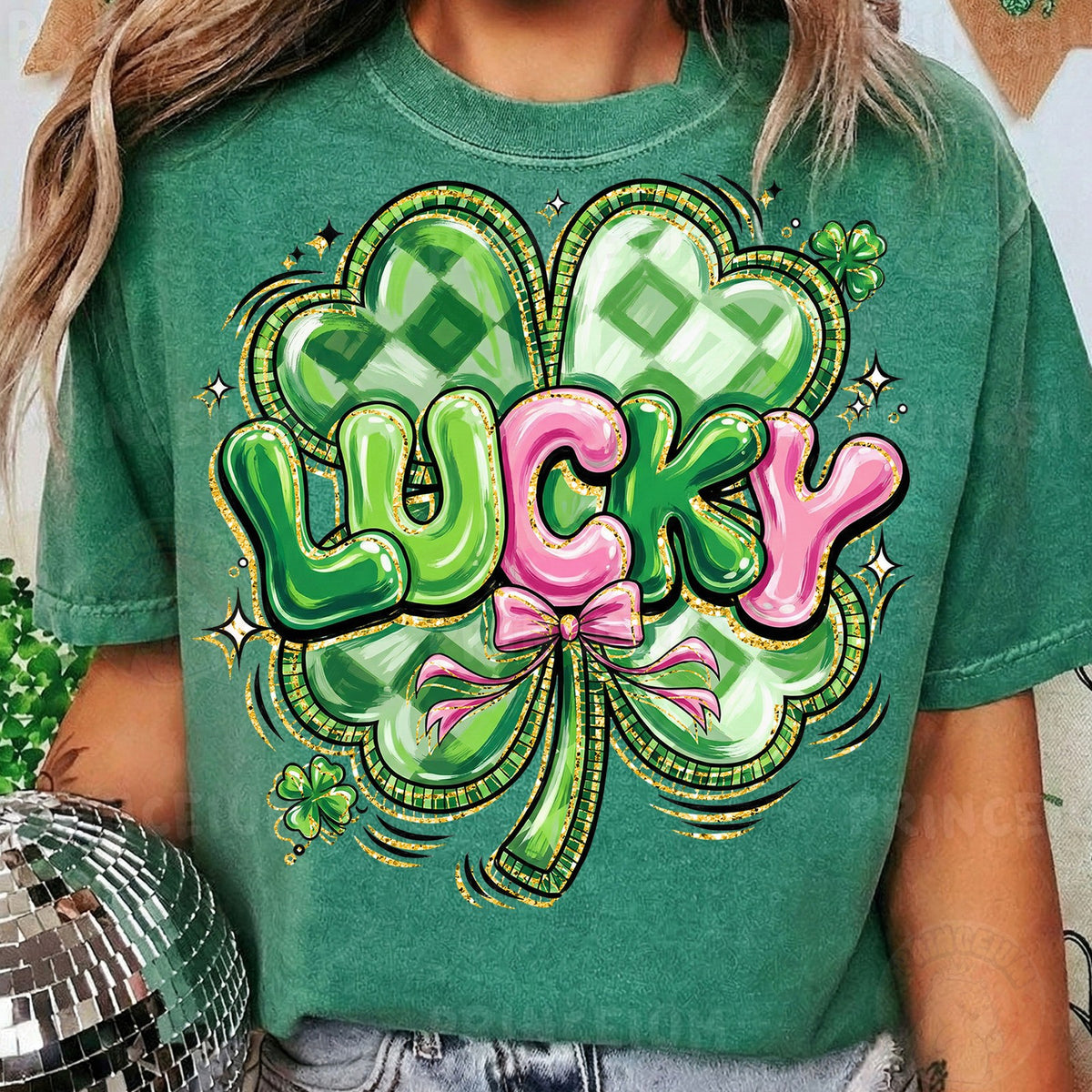 Lucky Shamrock with Pink Bow