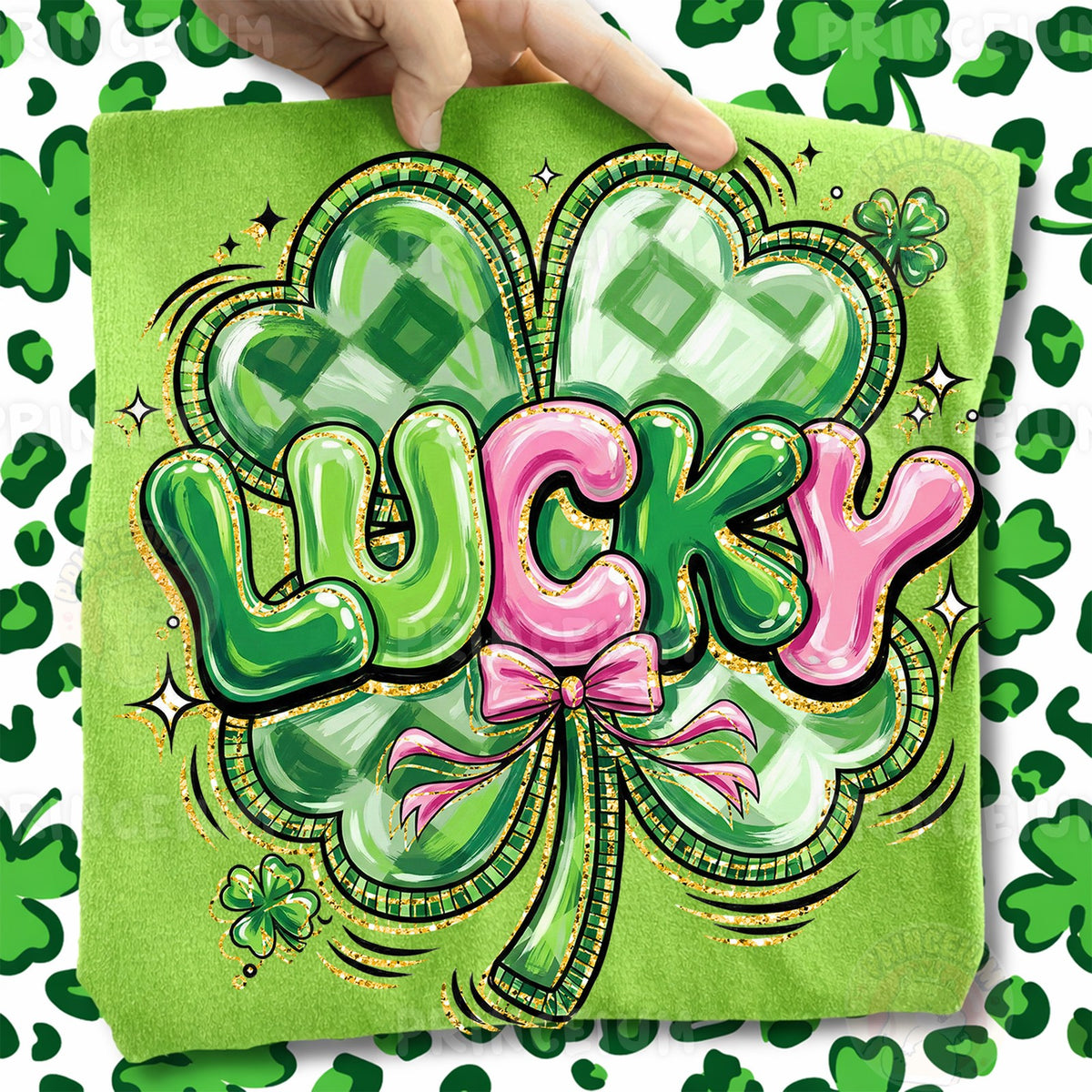 Lucky Shamrock with Pink Bow