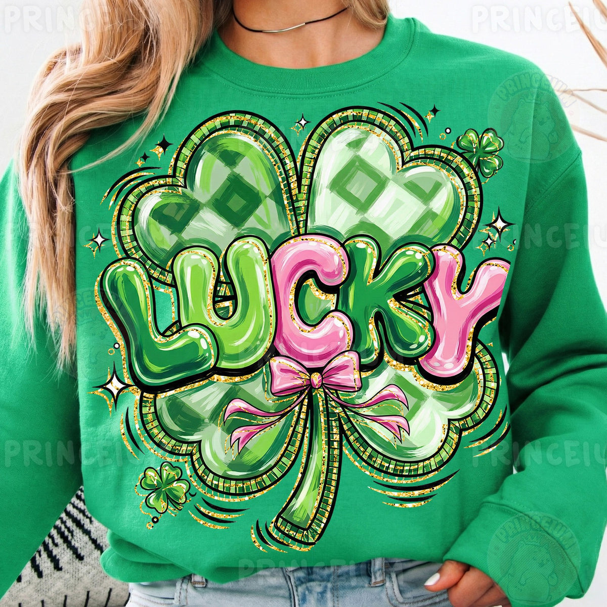 Lucky Shamrock with Pink Bow