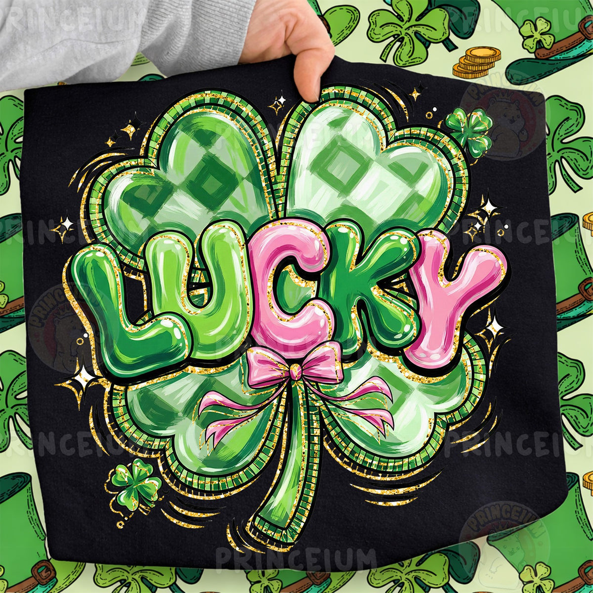 Lucky Shamrock with Pink Bow