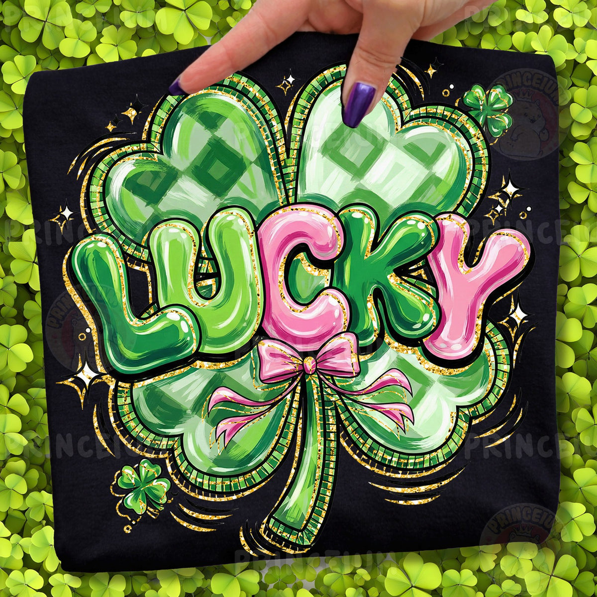 Lucky Shamrock with Pink Bow