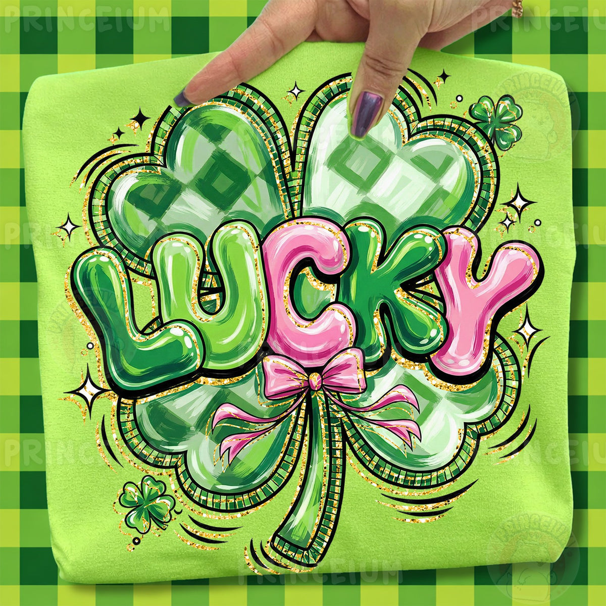 Lucky Shamrock with Pink Bow