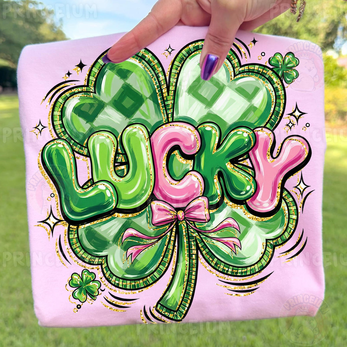 Lucky Shamrock with Pink Bow