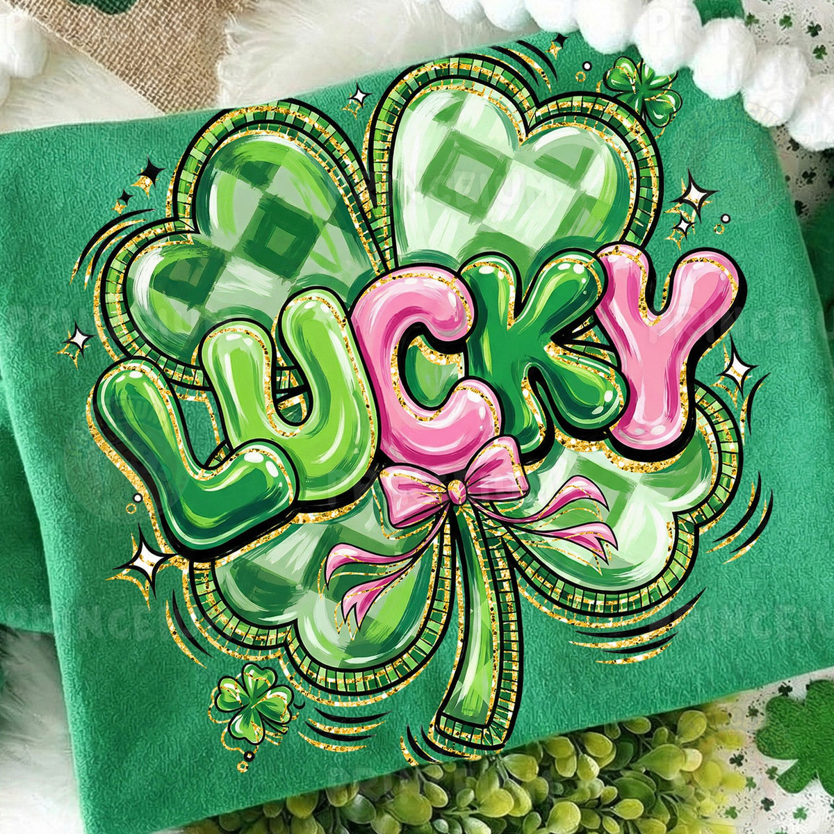 Lucky Shamrock with Pink Bow