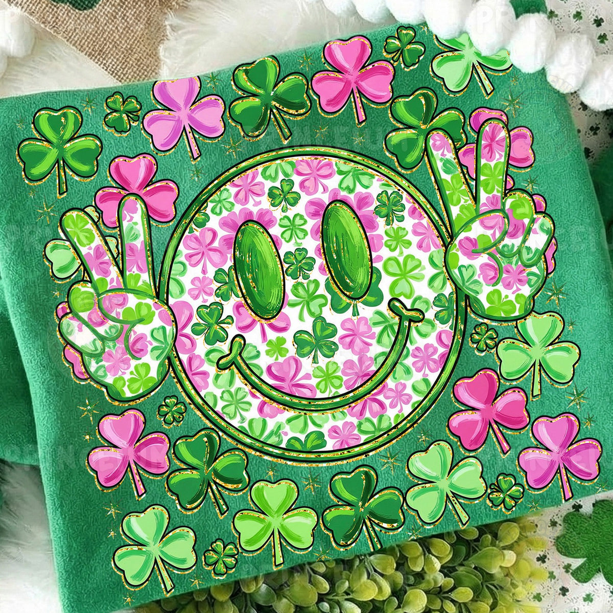 Lucky Shamrock Smiley Peace