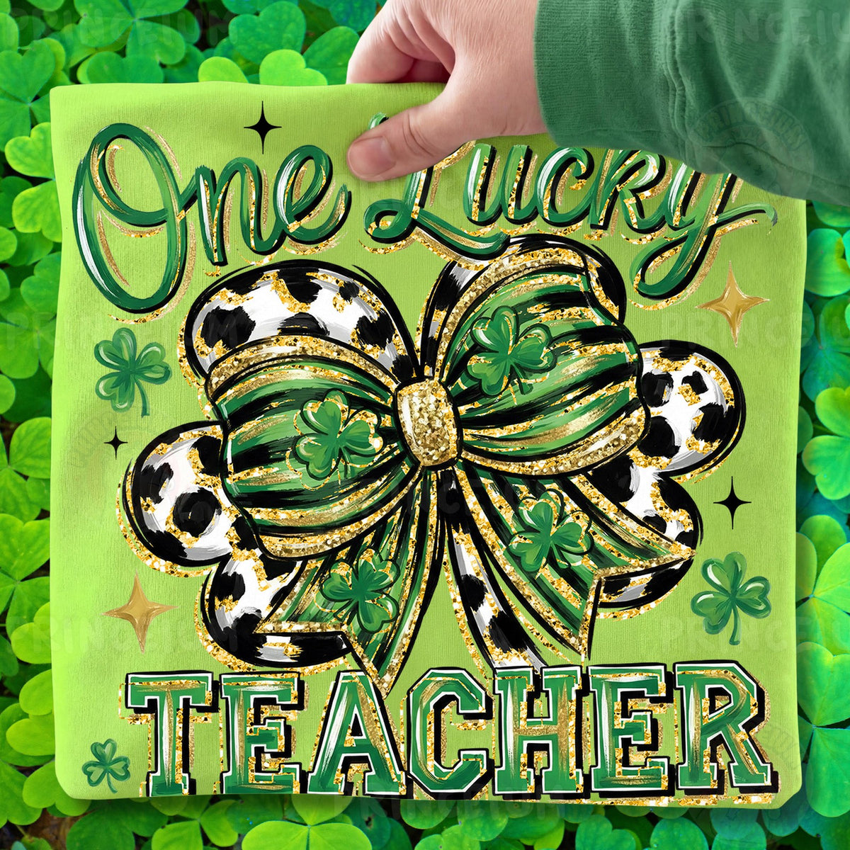 One Lucky Teacher Shamrock Bow
