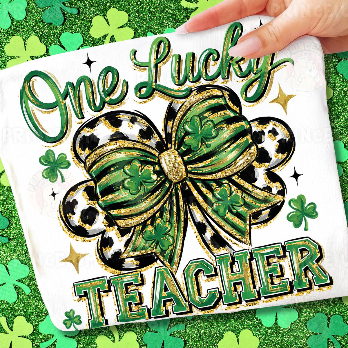 One Lucky Teacher Shamrock Bow