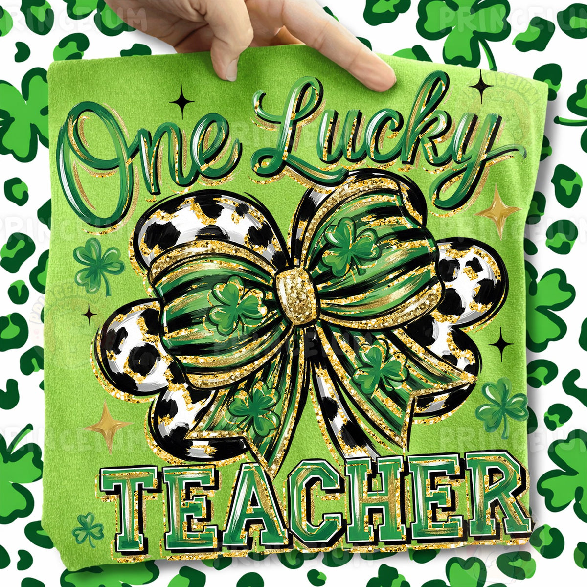 One Lucky Teacher Shamrock Bow
