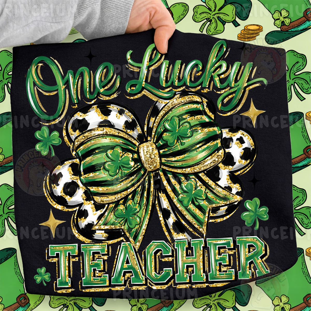 One Lucky Teacher Shamrock Bow