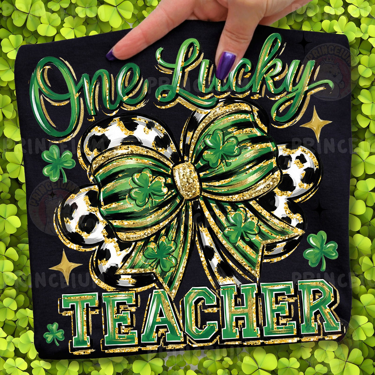 One Lucky Teacher Shamrock Bow