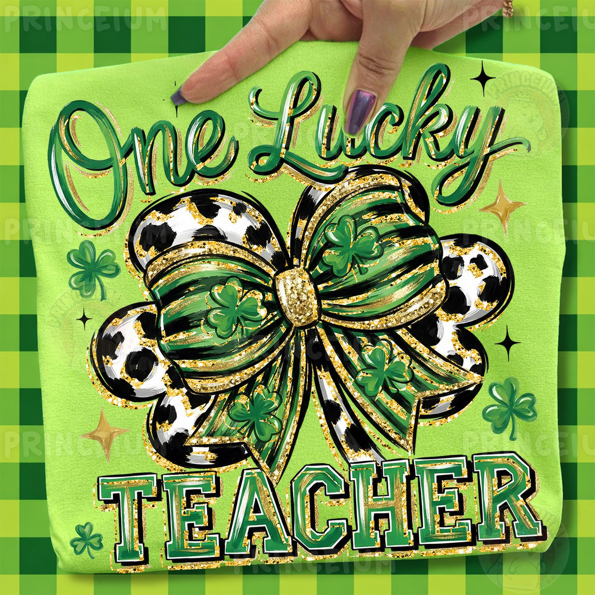 One Lucky Teacher Shamrock Bow