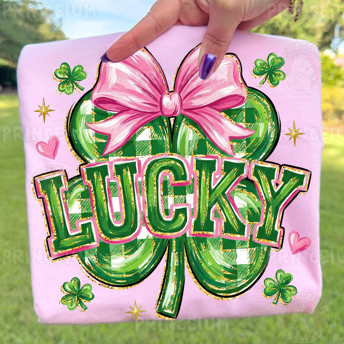 Lucky Shamrock with Pink Bow