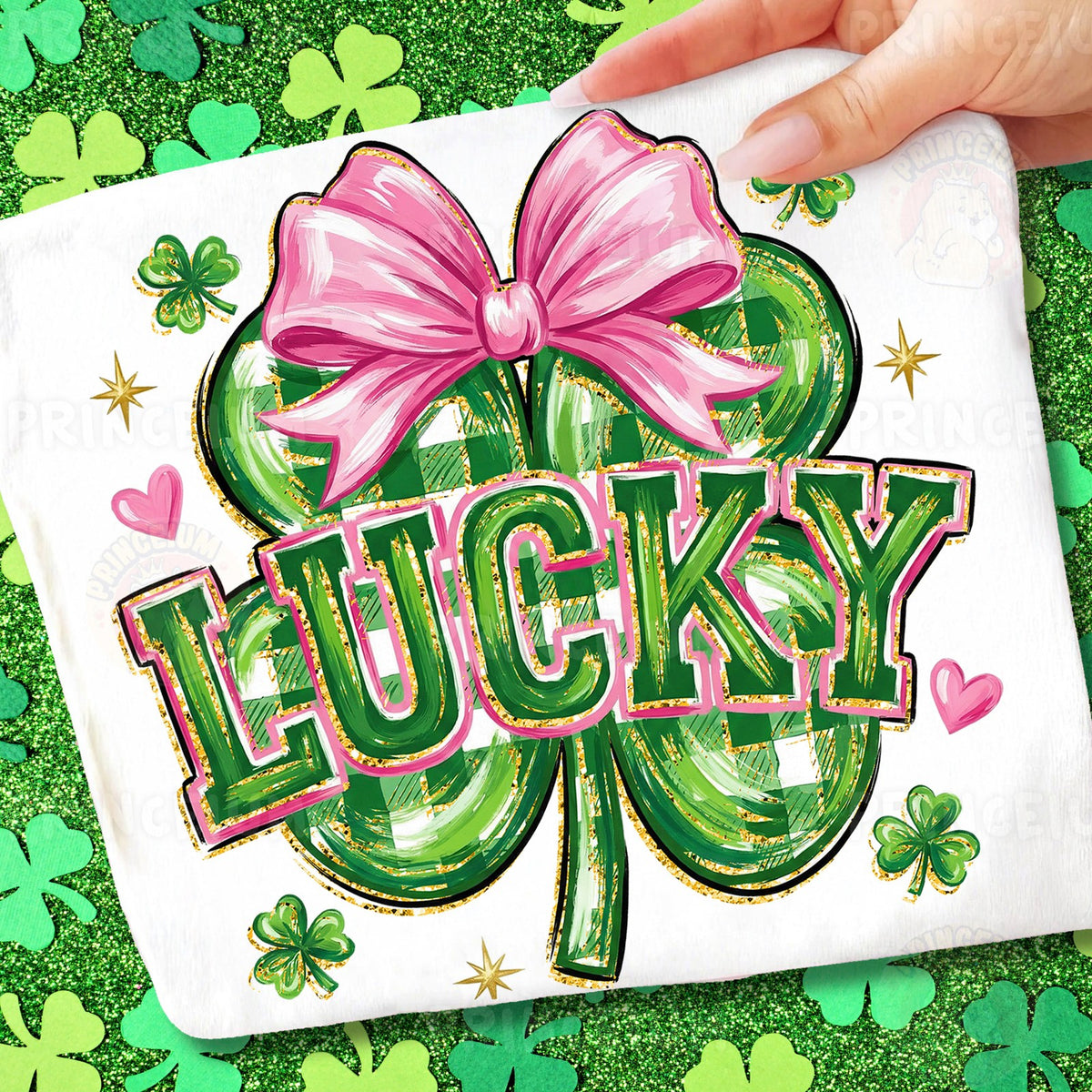 Lucky Shamrock with Pink Bow