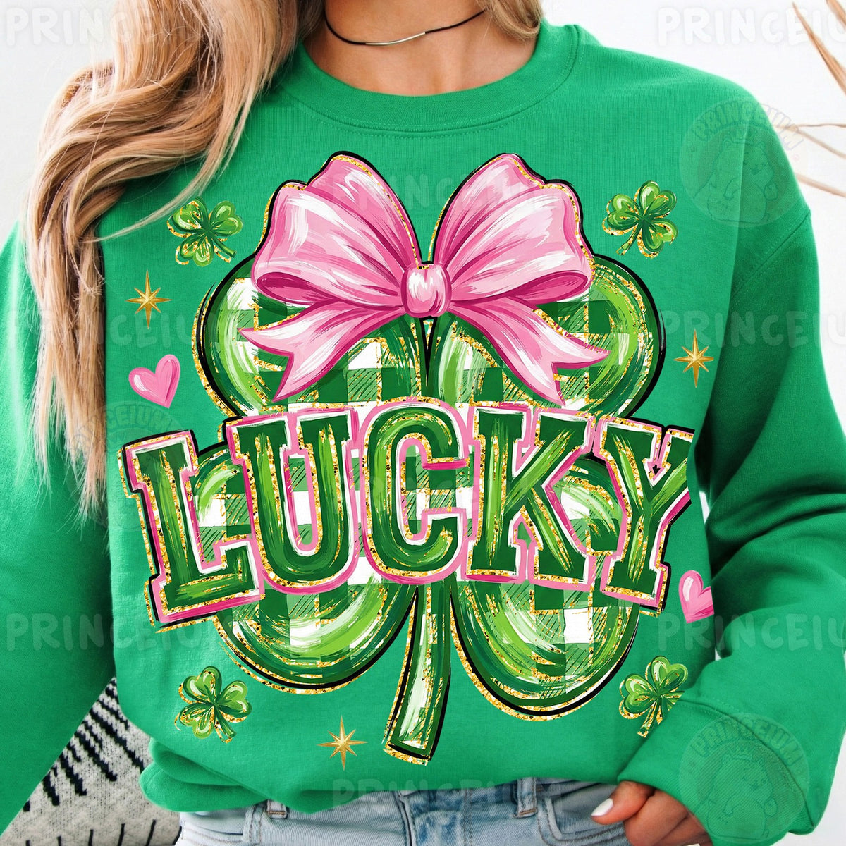 Lucky Shamrock with Pink Bow