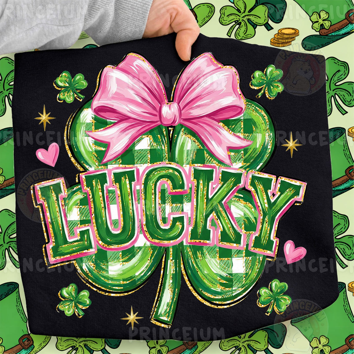 Lucky Shamrock with Pink Bow