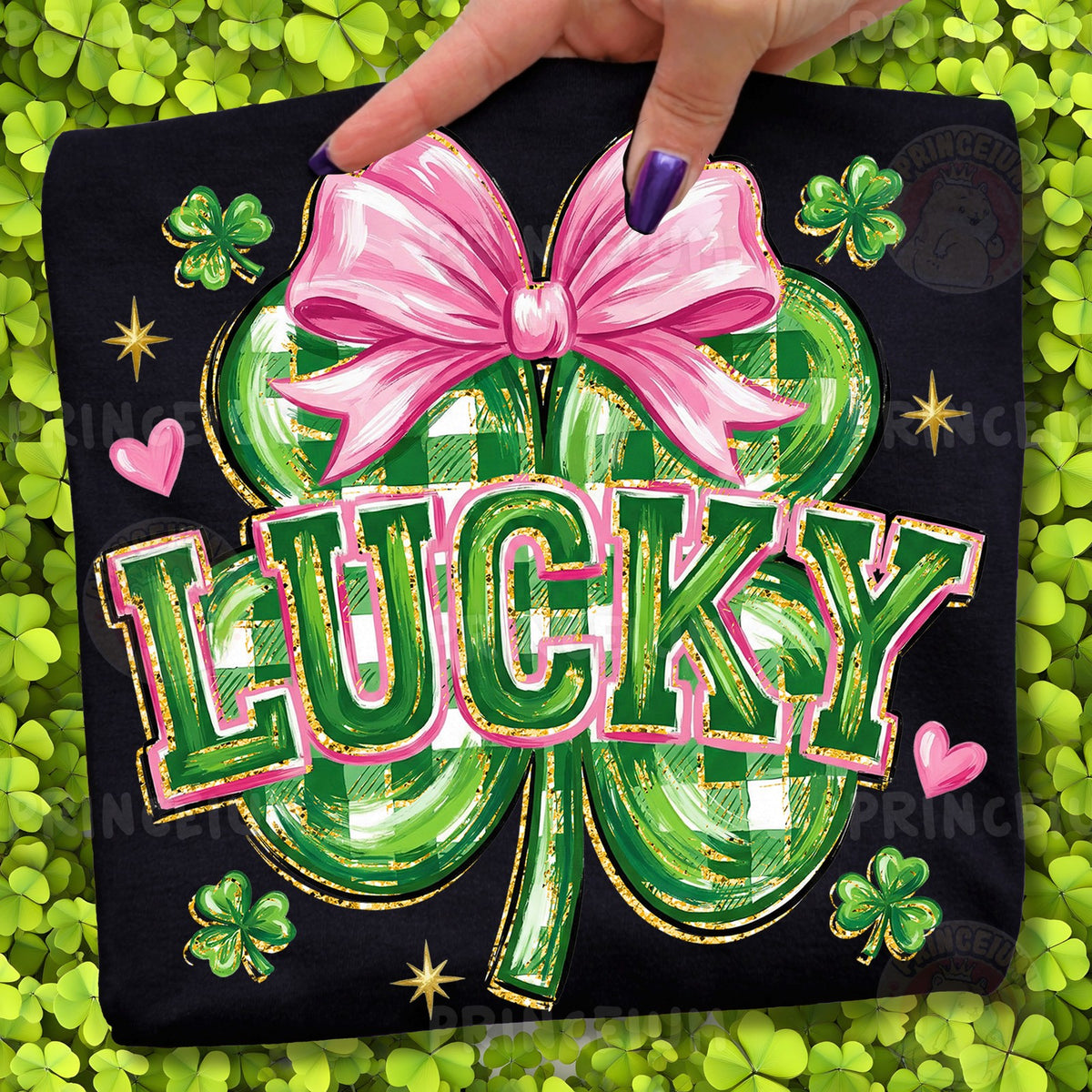Lucky Shamrock with Pink Bow