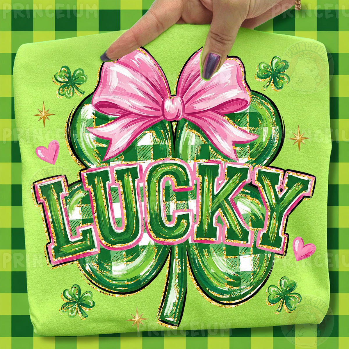 Lucky Shamrock with Pink Bow