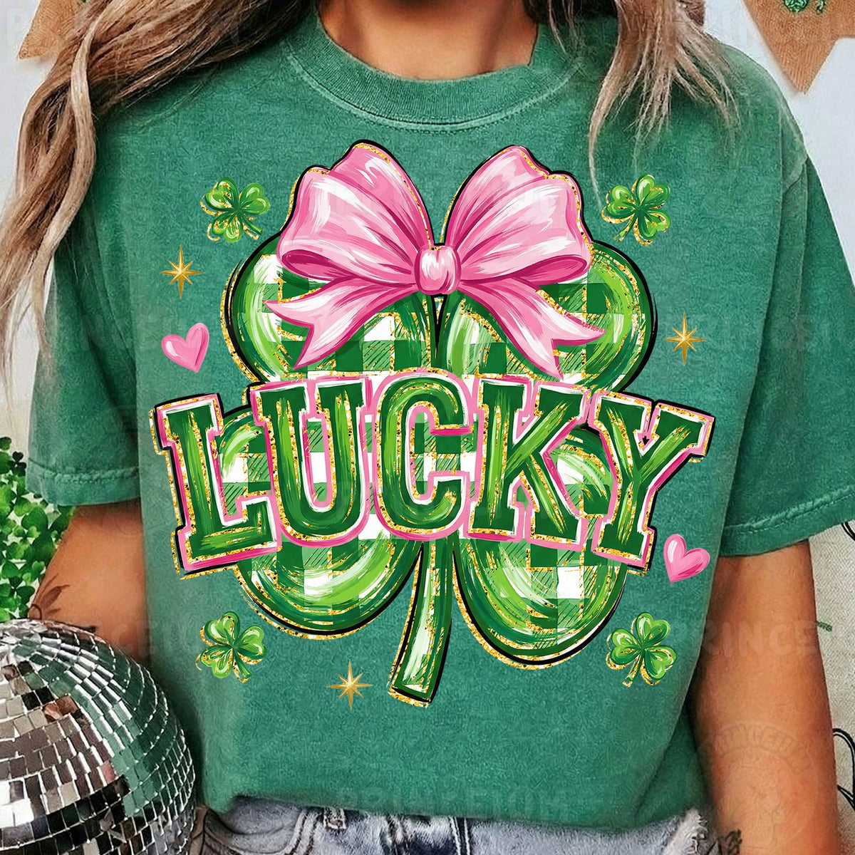 Lucky Shamrock with Pink Bow