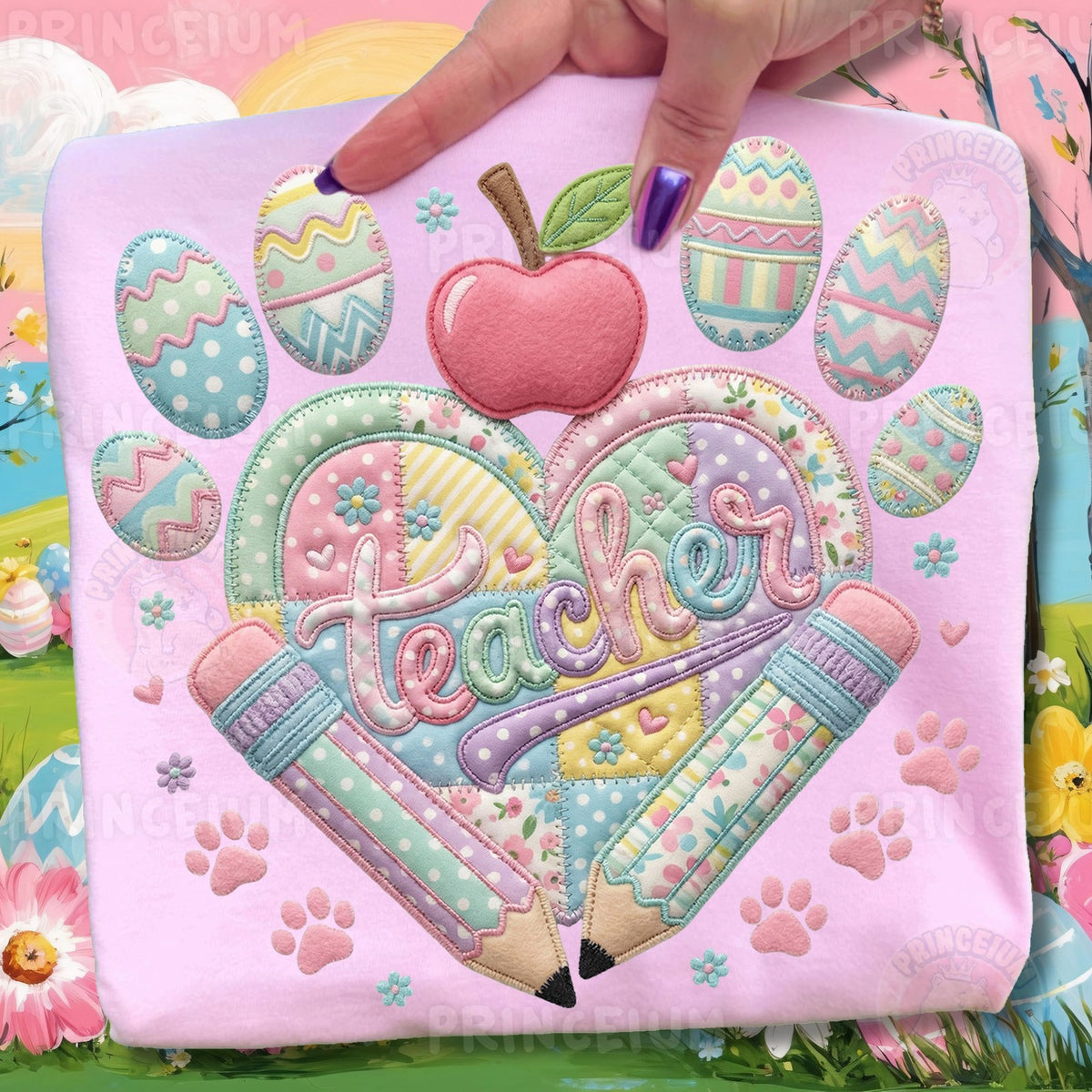 Easter Teacher Patchwork Heart