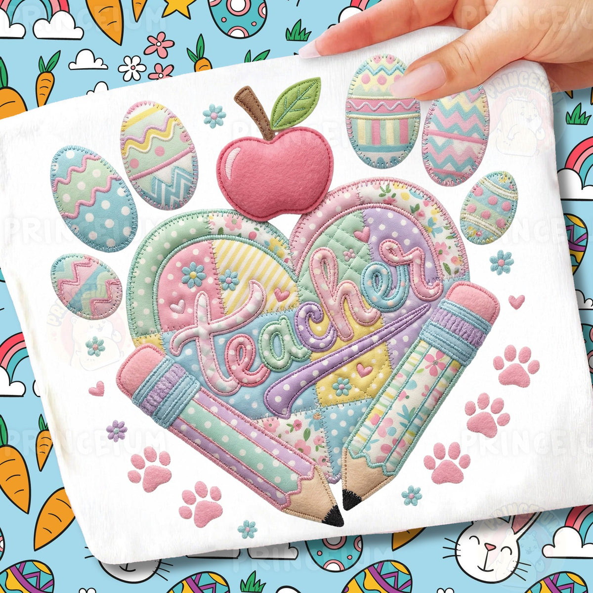 Easter Teacher Patchwork Heart