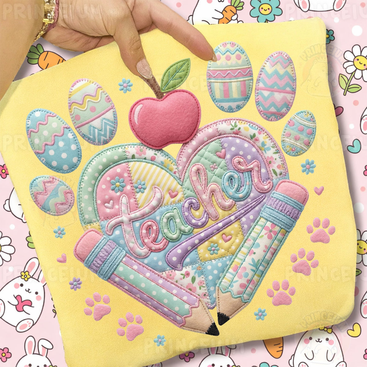 Easter Teacher Patchwork Heart