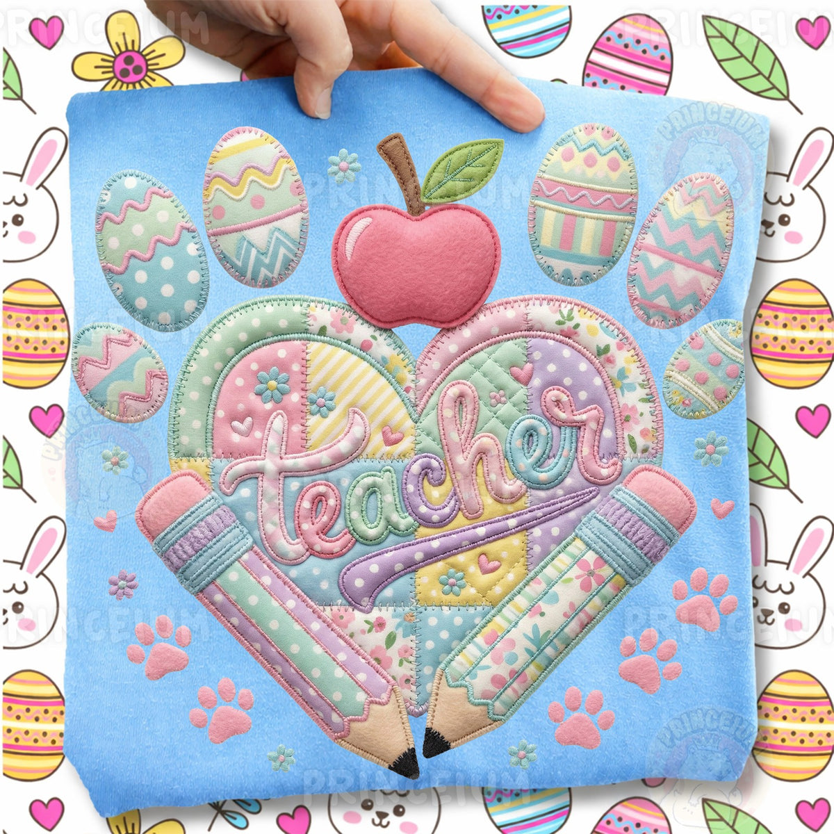 Easter Teacher Patchwork Heart